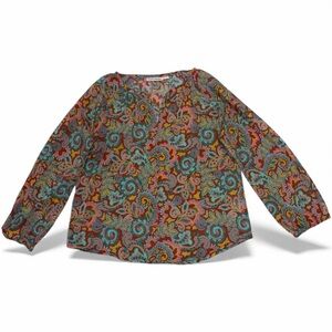 Roller Rabbit Lucy Boho Paisley Cotton Pullover Tunic Blouse Size XS